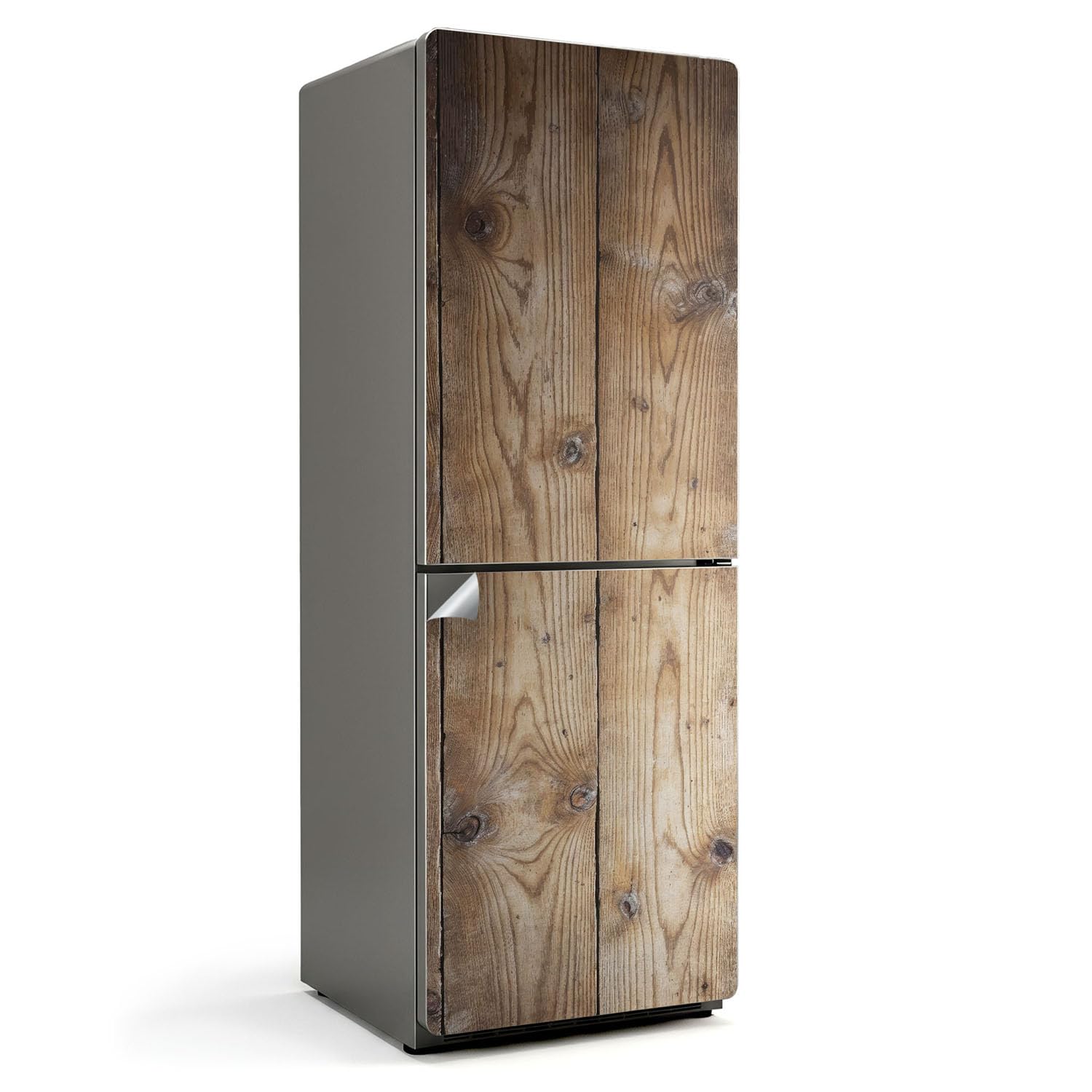 Sticker réfrigérateur 70x190 cm effet bois naturel pour relooker une cuisine