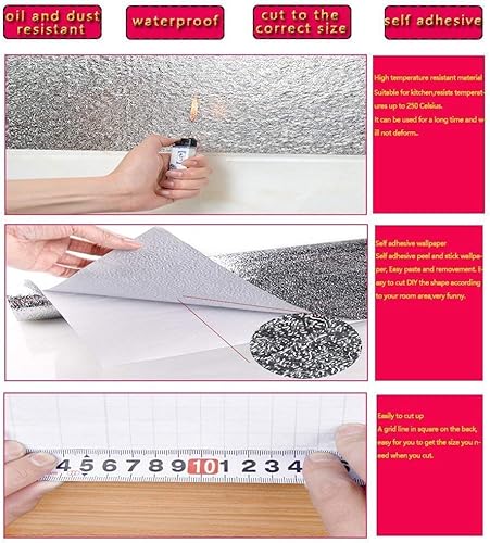 Miniatura 3 de Adhesivo para salpicaduras de cocina, papel de pared con textura de despegar naranja, impermeable, extraíble, resistente a altas temperaturas,