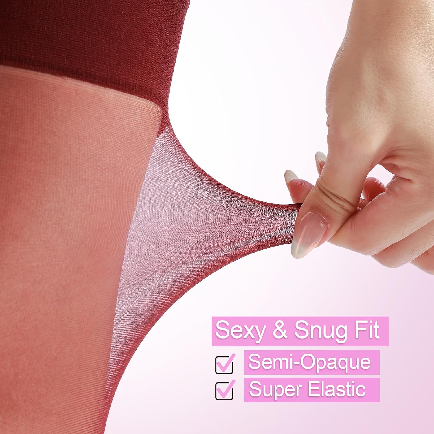 G&Y 4 Pairs Women's Backseam Thigh High Stockings - 20D Sheer Top Nylon Stay Up Pantyhose with Reinforced Toe - Image 4