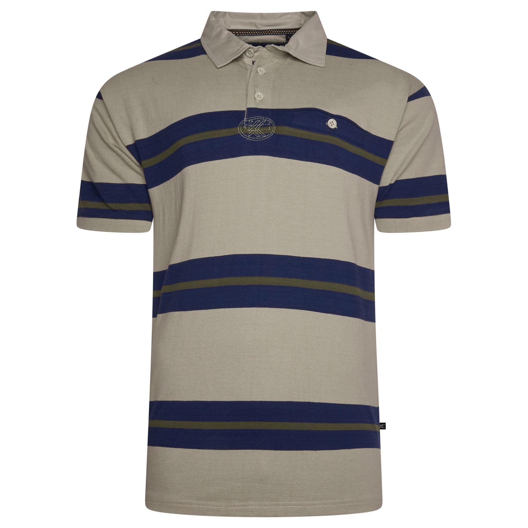 Kam Men's Abbey Stone Rugby Polo Shirt Striped Short Sleeve Collared Plus Size 2XL-8Xl 5532 (Uk, Alpha, 3XL, Plus, Regular, )