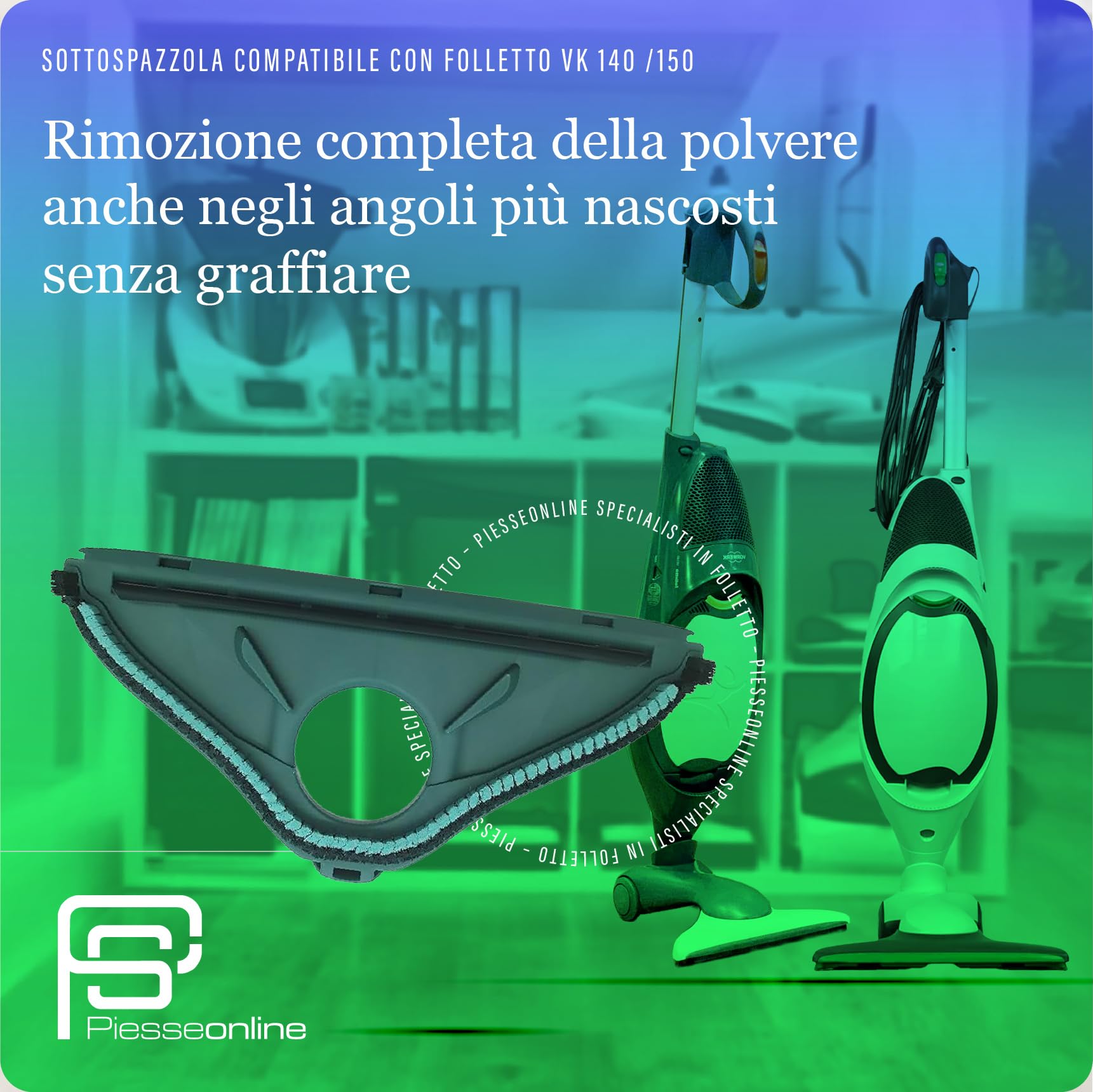 SottoSpazzola Compatibile Folletto VK 140/150 – Ricambio per Aspirapolvere VK 140/150 – Accessorio Universale per Pavimenti e Tappeti – Alta Resistenza e Pulizia Profonda