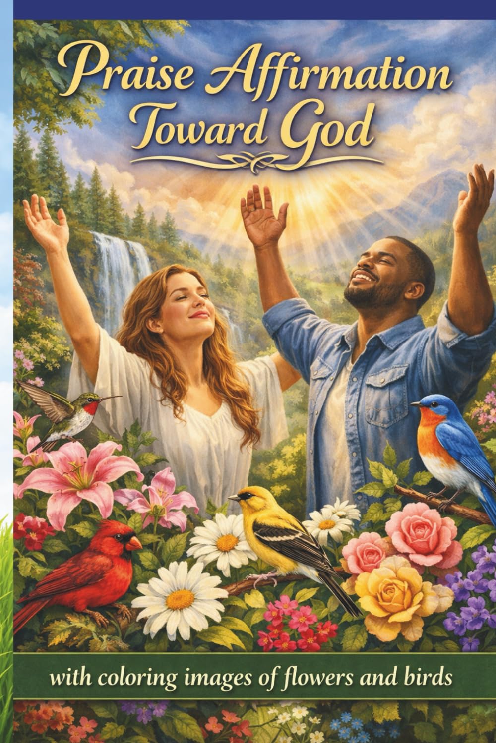 Praise Affirmation toward God: With Coloring Images of Flowers and Birds
