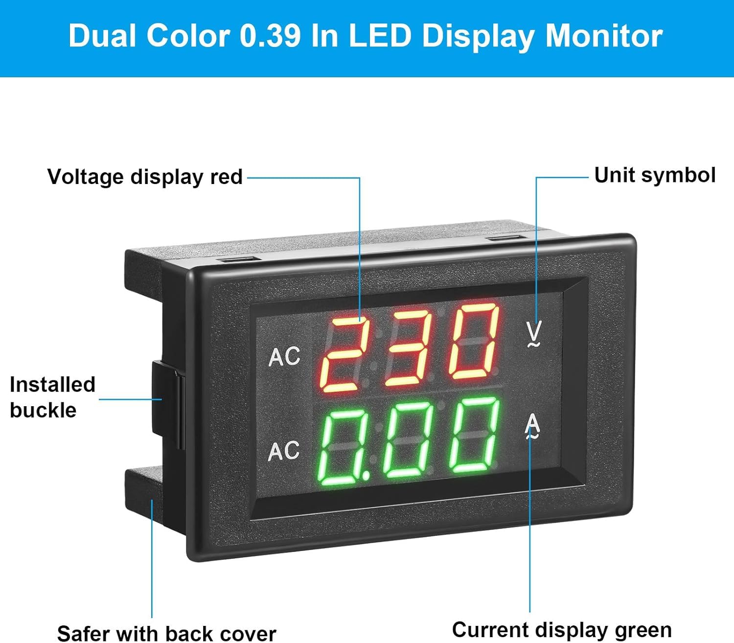 Voltmeter Amperemeter Modul, Digitales Voltmeter Amperemeter, 0-50A Strommessgerät LED Anzeige AC Ampere Meter, Digitalanzeige Spannungs Strom Messgerät mit Transformator AC130-500V