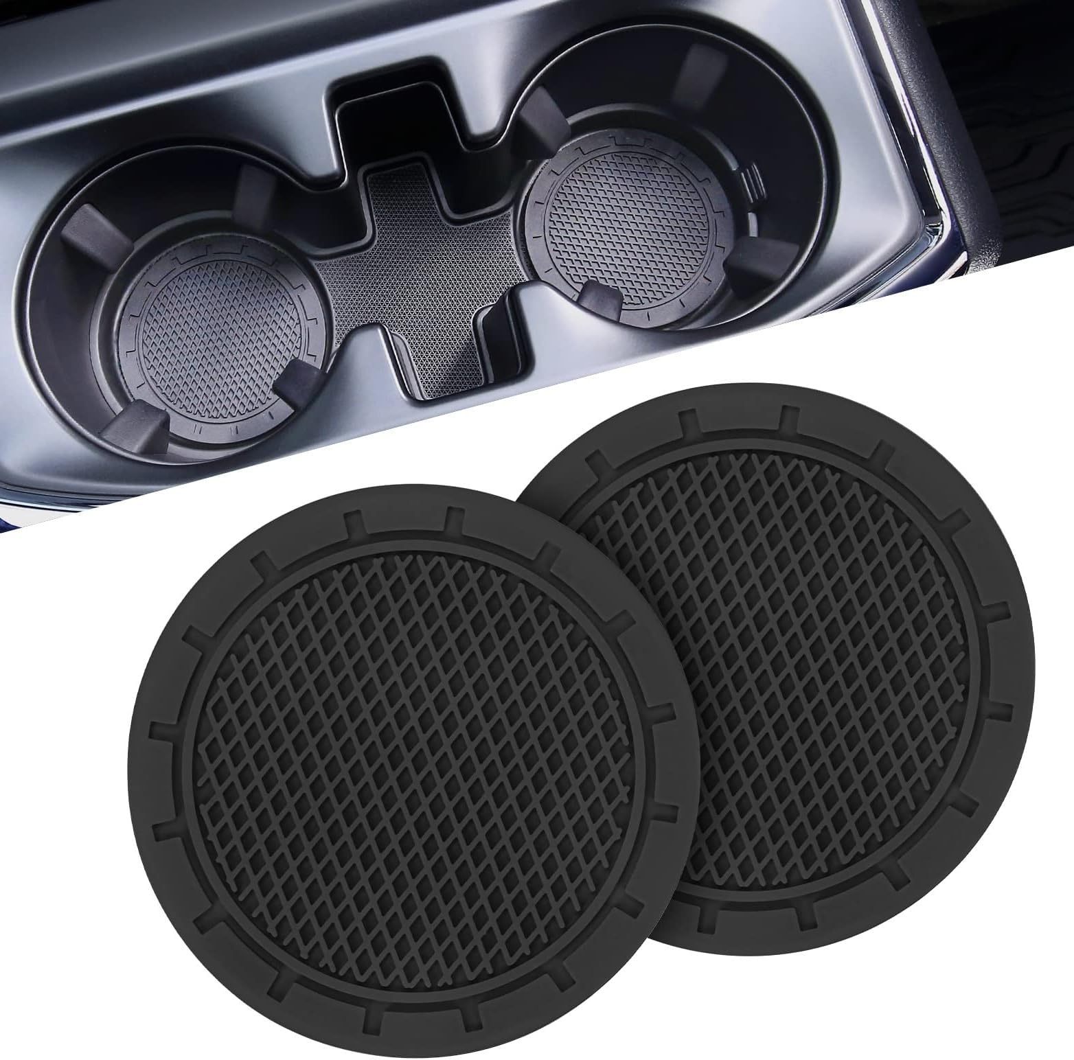 2 Pcs Car Cup Holder Coaster for VW Passat (B9) 2023 2024 2025, Car Cup Holder Insert Anti-Dust Non-Slip Rubber Coaster Mats Drink Holder Coaster,A