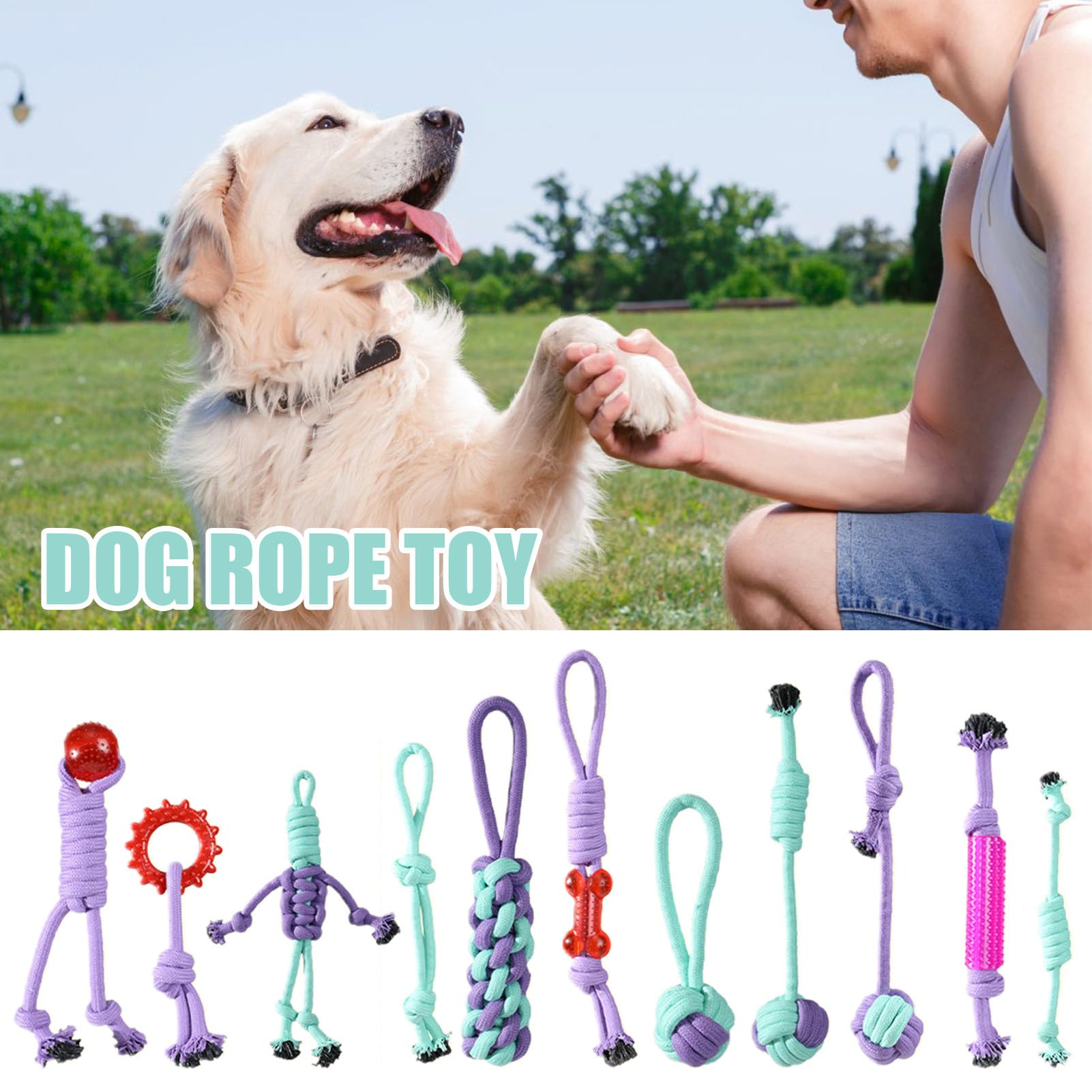 Hundespielzeug zum Zerren, Kauspielzeug aus Baumwolle, Kauspielzeug für Hunde, zur Bereicherung von Langeweile, zum Spielen drinnen und draußen