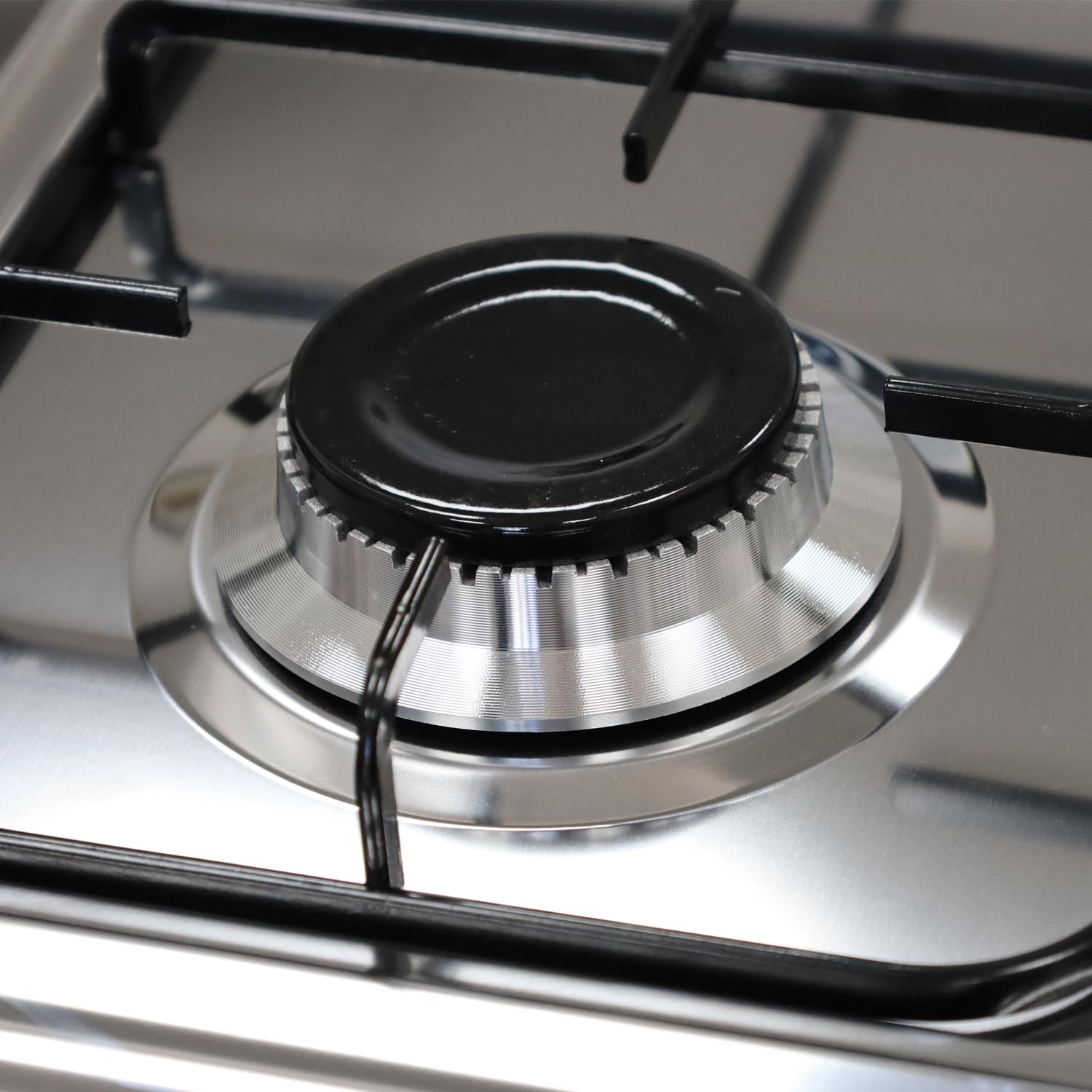 Marvin Fornello a Gas 4 Fuochi da Campeggio Piano Cottura con Supporto 2 Ripiani in Acciaio Cucina da Esterno Portatile Piastra Inox (Nero)