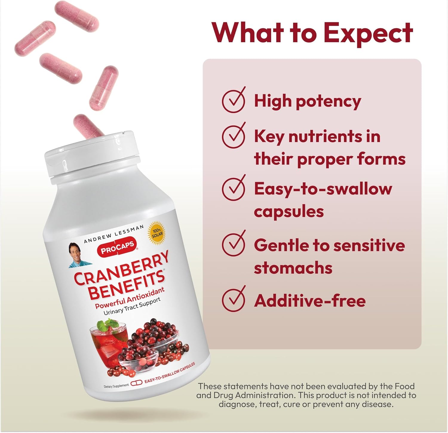 ANDREW LESSMAN Cranberry Benefits - 360 Capsules - Supports Bladder, Kidney and Urinary Tract Health. High Potency Standardized Extracts of Cranberry Fruit, Small Easy to Swallow Capsules - Image 4