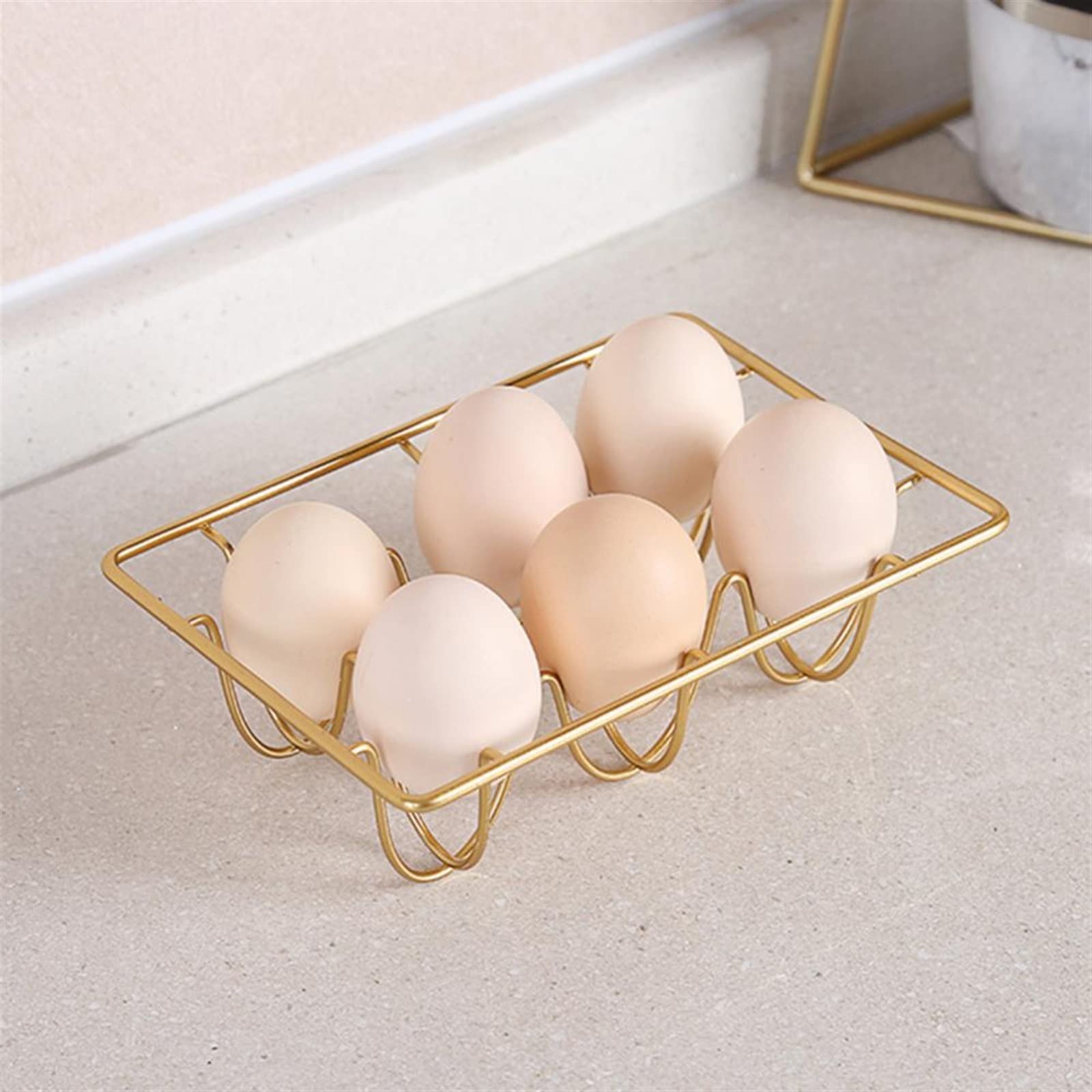Cesta de Huevos Cocina Restaurante Nevera Huevos Titular Exhibición Estante de Almacenamiento Soporte de Hierro Organizador (Blanco)