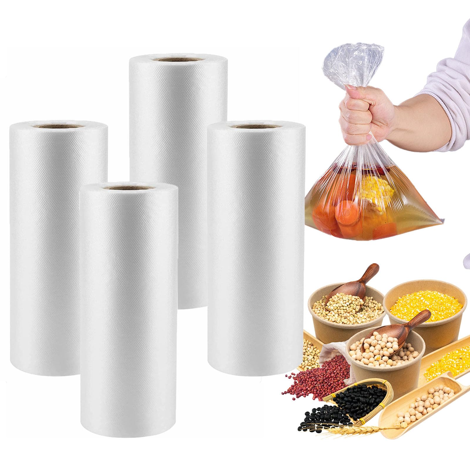 1400 Count 12 x 20 Inches Clear Plastic Produce Bags Roll, Clear Grocery Bag for Bread, Fruits, Vegetable, Kitchen, 350 Bags/Roll - 4 Rolls