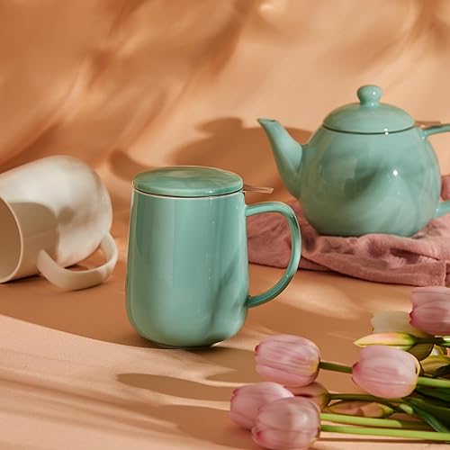 Miniatura 2 de Sweese - Taza de té de porcelana con infusor y tapa, 20 onzas
