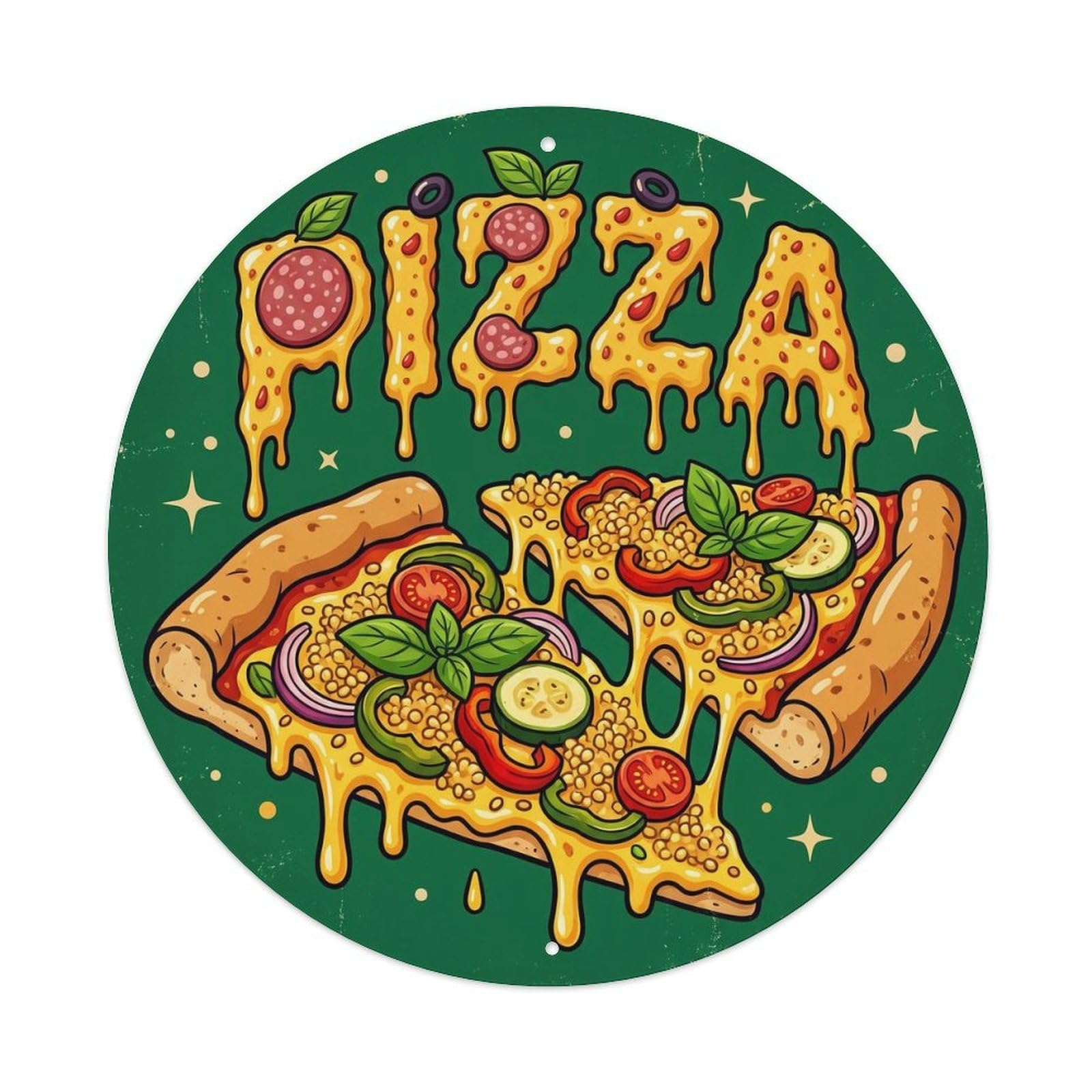 Cwbufd Vintage Style Vintage Pizza Slice Quinoa Veggie Vintage Metal Tin Sign Plaque Wall Decor For Cafe, Club Bar, Office, Garden Metal Poster 8X8inch
