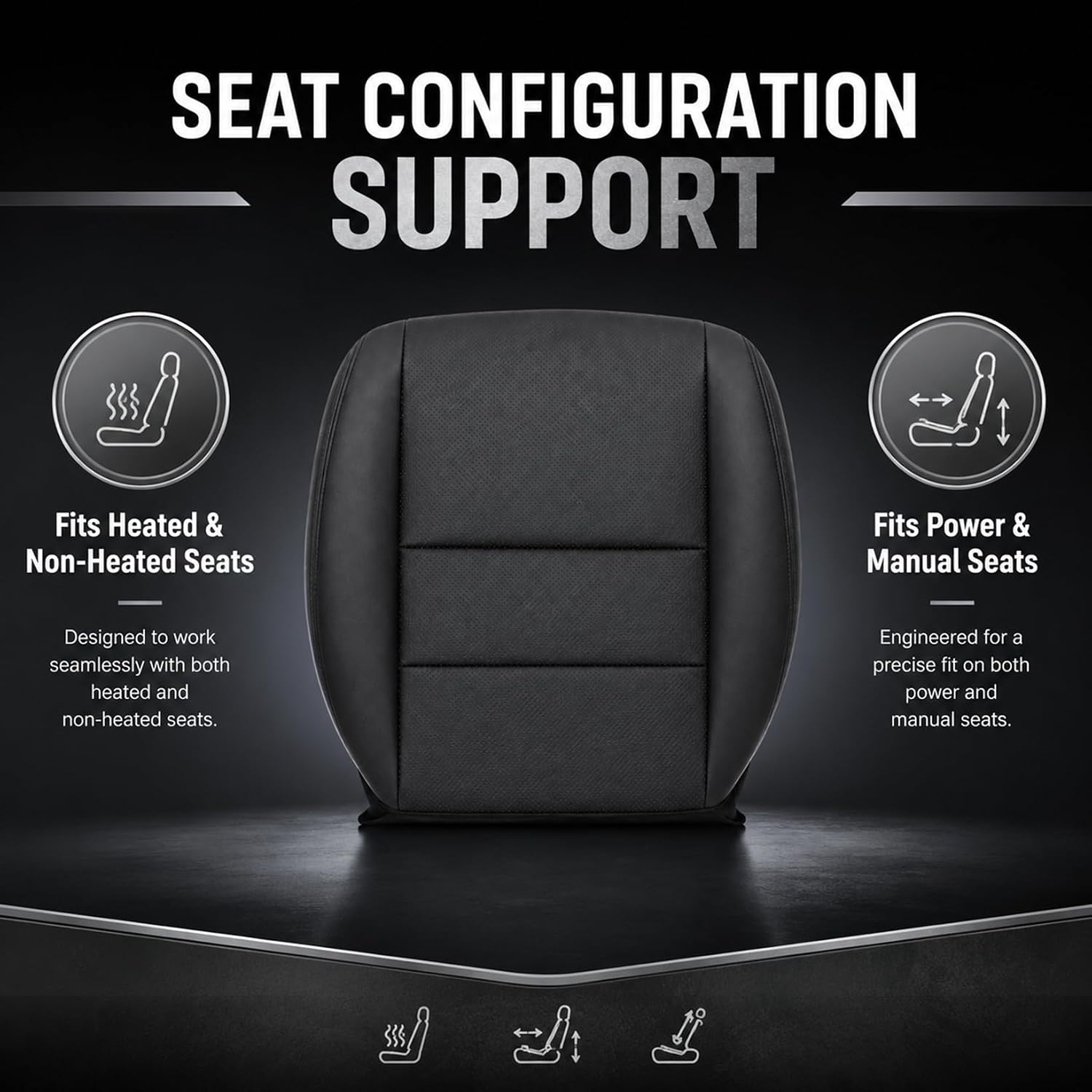 NLQR Front Driver & Passenger Bottom & Top Lean Back Replacement Perforated Seat Covers Black Microfiber Leather Compatible with Acura TL 2004 2005 2006 2007 2008