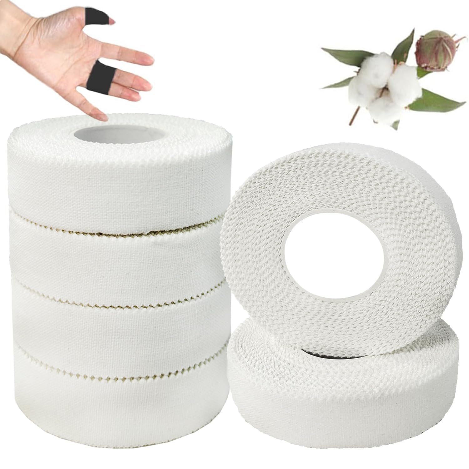 ANAMPION (6 Pack) 0.6inch*11yard White Athletic Sports Tape Very Strong Easy Tear No Sticky Residue Tape for Athlete & Sport Trainers & First Aid Wrap,Suitable for Bats,Tennis,Gymnastics & Boxing