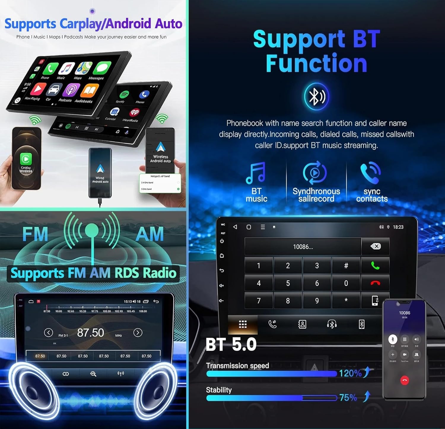 9-calowe radio samochodowe z ekranem dotykowym Android 12 do LADA Granta 2011-2018, obsługuje CarPlay, Android Auto, RDS, HiFi DAB, nawigację GPS, Bluetooth 5.0, kamerę zapasową, sterowanie kierownicą