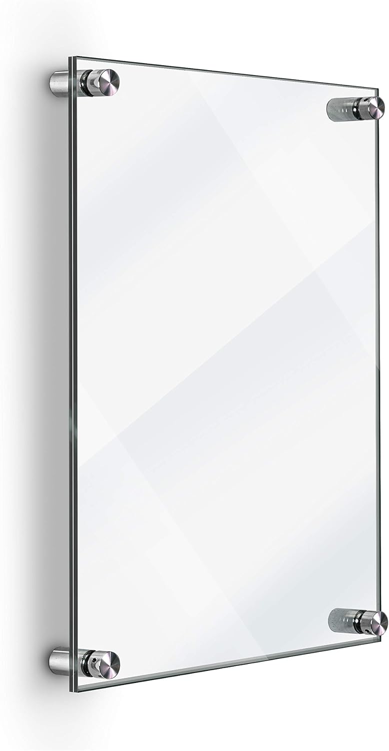DisplayBug Deluxe Acrylic Standoff Wall Frame, Clear (5" x