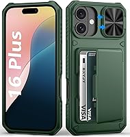 Vista 41 de Funda para iPhone 16 Pro Max con tarjetero (4-5 tarjetas), funda deslizante para cámara y protección de grado militar, a prueba de golpes, Azul