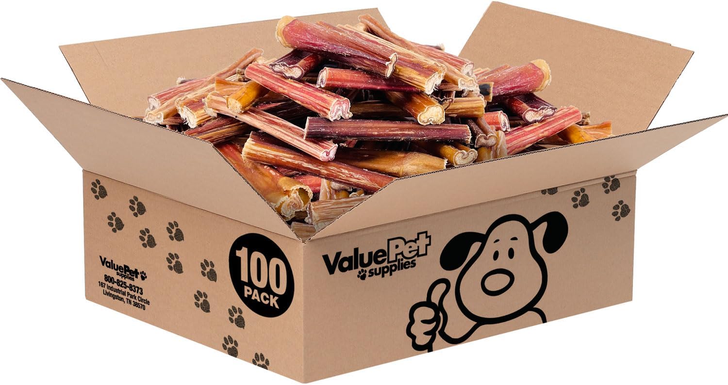 ValueBull Bully Sticks for Small Dogs, Thin 4-6 Inch, Varied Shapes, 100 Count Bulk Pack - All Natural, Grass Fed, Single Ingredient, Long Lasting Dog Treats
