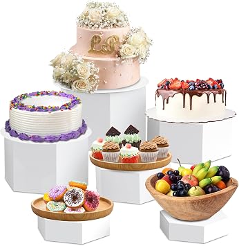 Buffet Risers Display Stands, 6PCS Food Risers for Buffet Table, Clear Acrylic Risers Display Stands for Catering, Party, Wedding, Dessert and Food Risers for Event Decor