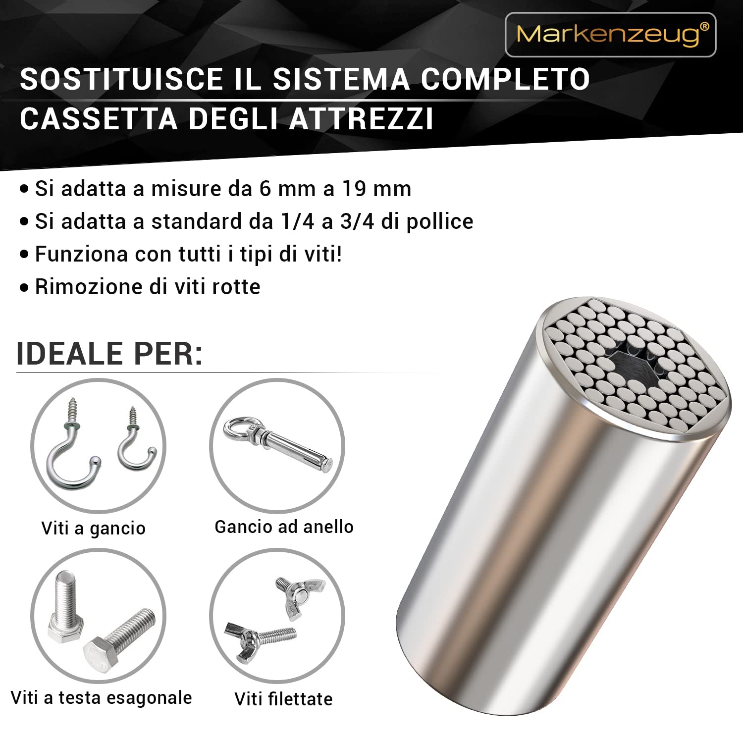 L’ORIGINALE Chiave universale premium I Design migliorato 2021 I Chiave a tubo universale I Chiave multifunzione I Riparazione attrezzi 7-19 mm con adattatore