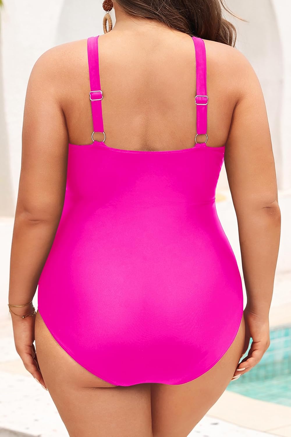Daci Womens Front Cross Plus Size One Piece Swimsuits Tummy Control Keyhole Bathing Suits Swimwear