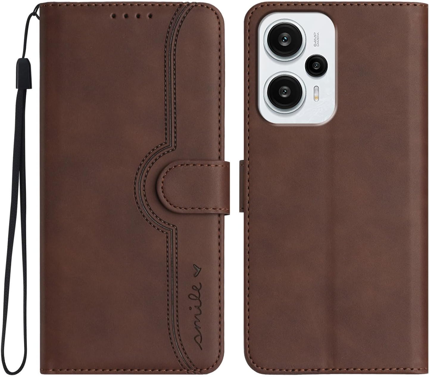 Compatible with Xiaomi Poco F5 5G Case,Vintage PU Leather with Card Slots Holder,Compatible with Redmi Note 12 Turbo 5G Magnetic Closure Kickstand Flip Crashproof Cover Brown