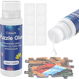 Jigsaw Puzzle Glue Clear with Sponge Head, Quick Drying, Bright and Water-Soluble Puzzle Glue, fits for 1000 Pieces Jigsaw Puzzles, Puzzle Glue for Frame, Puzzle Accessories, 120ML