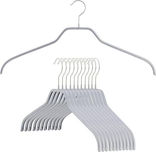 Mawa by Reston Lloyd - Percha antideslizante para ropa de ancho ancho que ahorra espacio, estilo 45F, juego de 10 unidades, color plateado