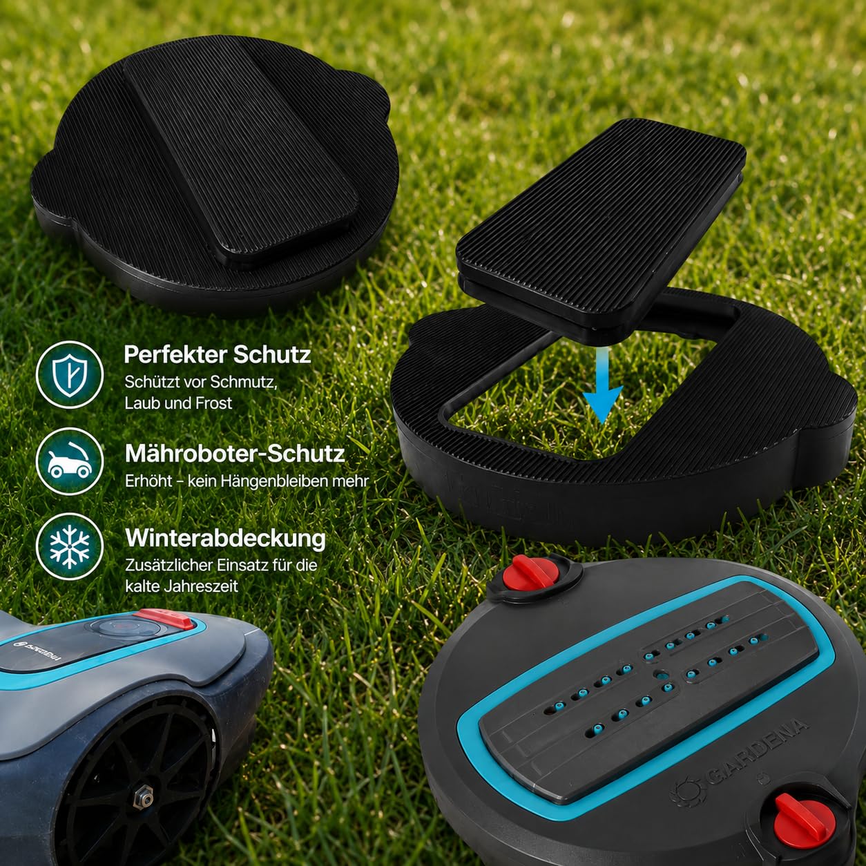 Abdeckung für Gardena OS 140 Sprinklersystem Mähroboterschutz V2 mit Winterabdeckung