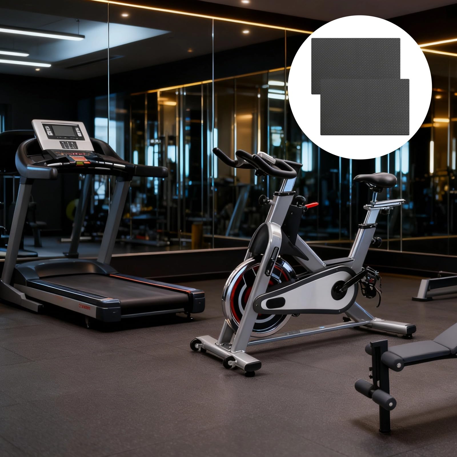 Lot de 2 Tapis de Protection de Sol Double Face en Silicone, épaisseur 5 mm, Patin antidérapant pour Fitness, Home Gym, Tapis de Course et vélo d’Exercice, réduction du Bruit et des Vibrations