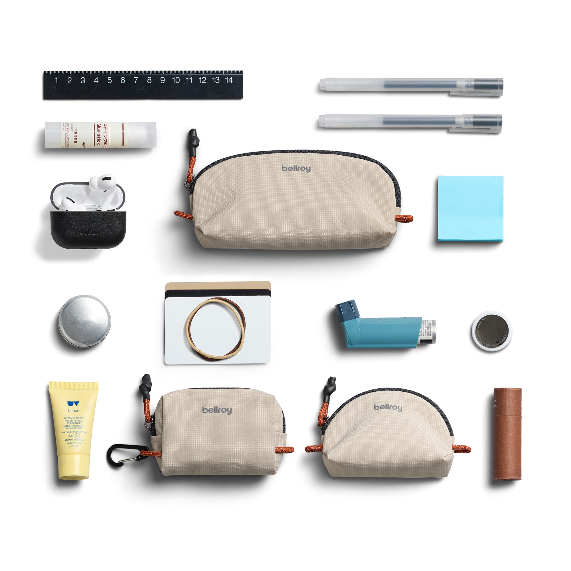 Bellroy Lite Pocket Trio, Mini Pochettes légères, Lot de 3 - Ash