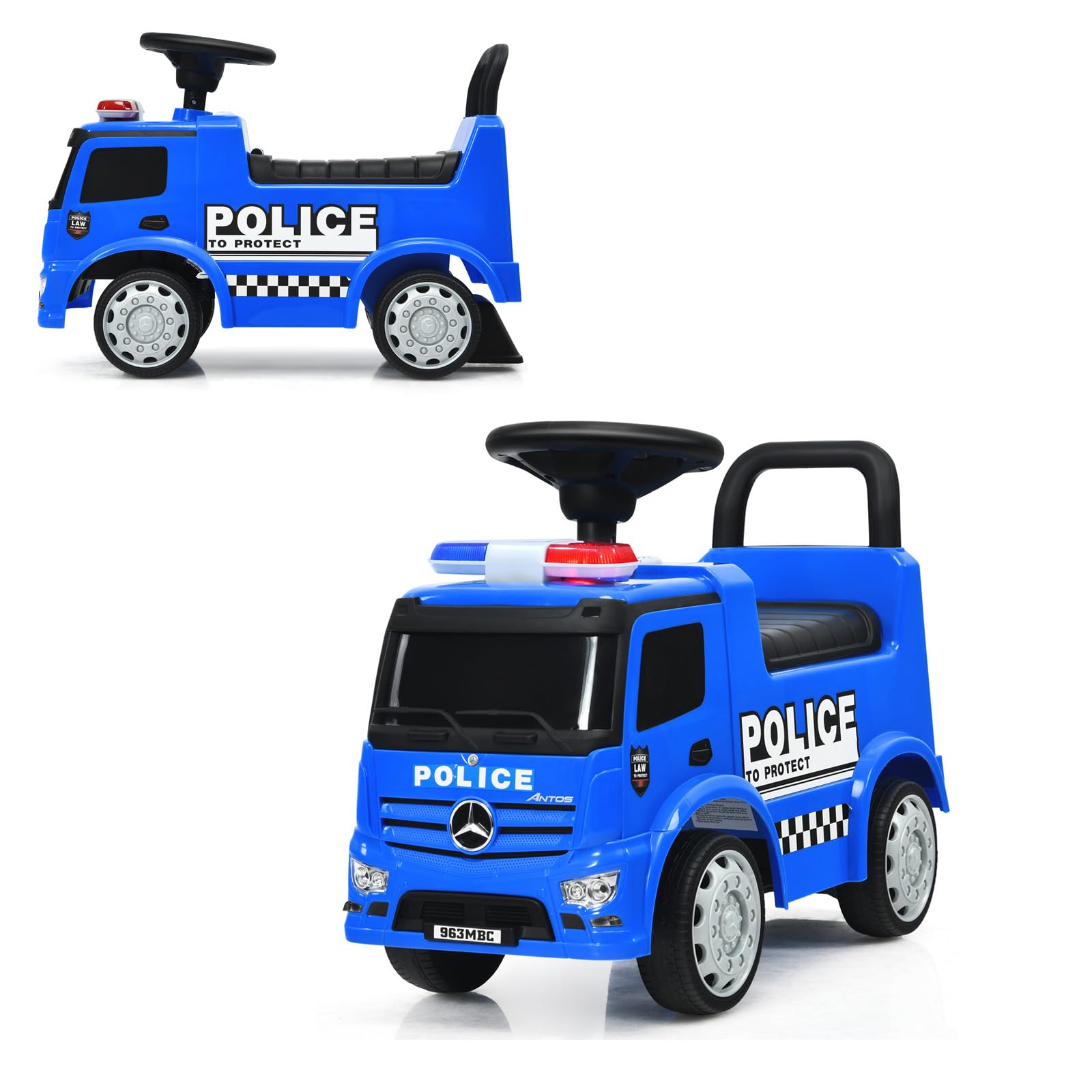 DREAMADE Voiture Porteur Enfant Pour 1-3 Ans Lamborghini, Porteur Bebe Avec Klaxon & Sons Du Moteur, Poignée De Poussée, Garde-Corps Amovible, Rangement Sous Le Siège (Blanc