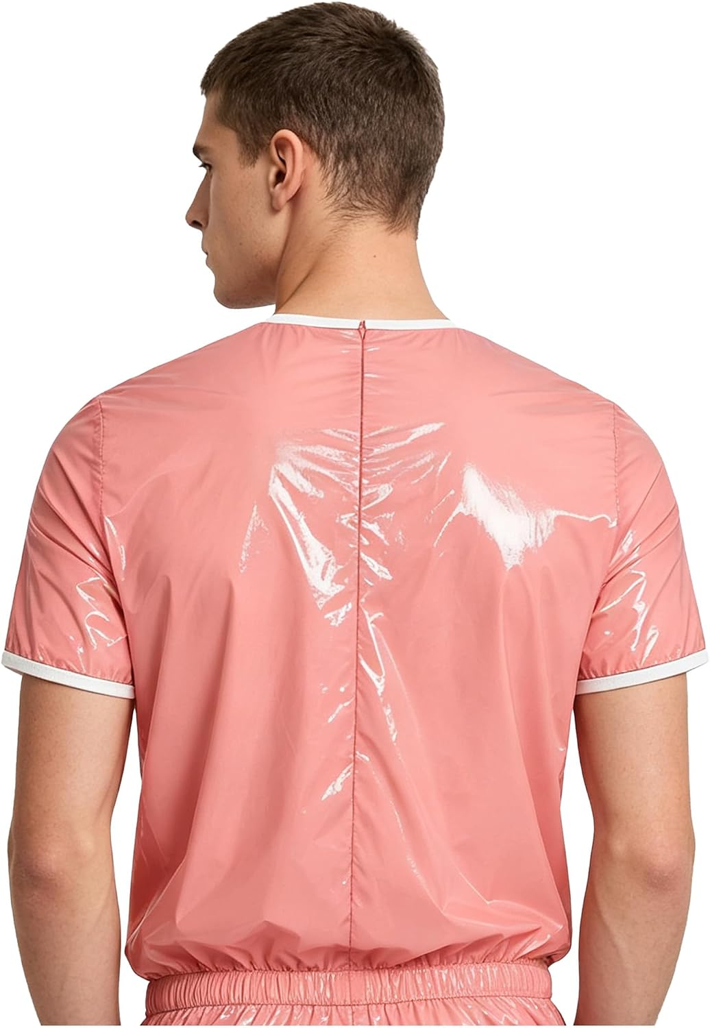 Adult Round Neck Shapewear Rain Shirts for Gym Exercise | Sweat Sauna Suit,Workout Training Blouses,Waterproof Lightweight,Glossy Reflective Tee Top,Wet Suits,Workout Shapewear