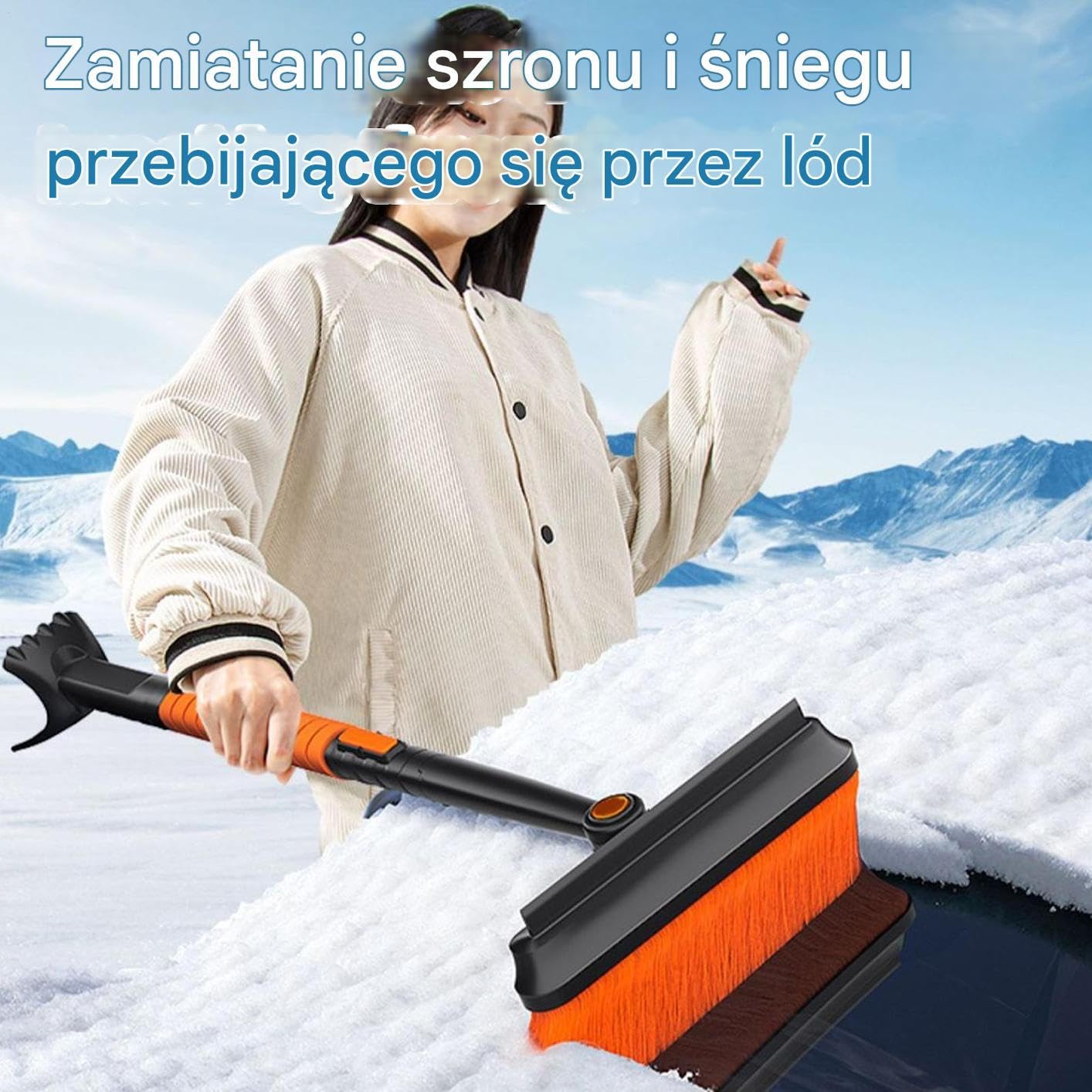 Skrobaki Do Lodu Na Szyby Samochodowe 360-Stopniowa Obrotowa Szufla | z Piankową Rączką Teleskopowym Prętem Skrobak do Szyby Do Ochrony Nadwozia I Odsnieżania Podjazdu Zimą