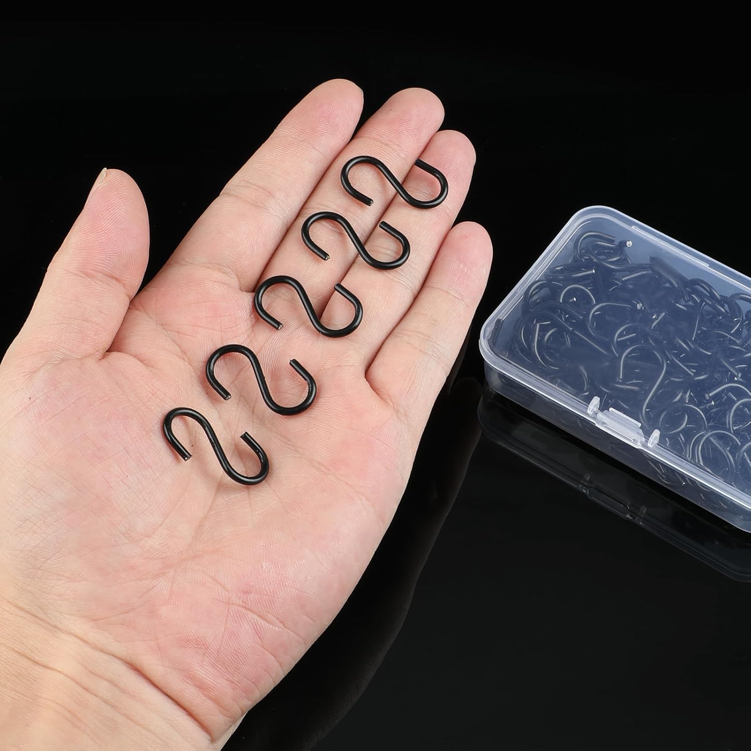 100 Pieces 1 Inch Mini S Hooks Small S Hooks Stainless Steel S Shaped Hooks for Ornaments, Jewelry and Hanging (Black) - Image 6