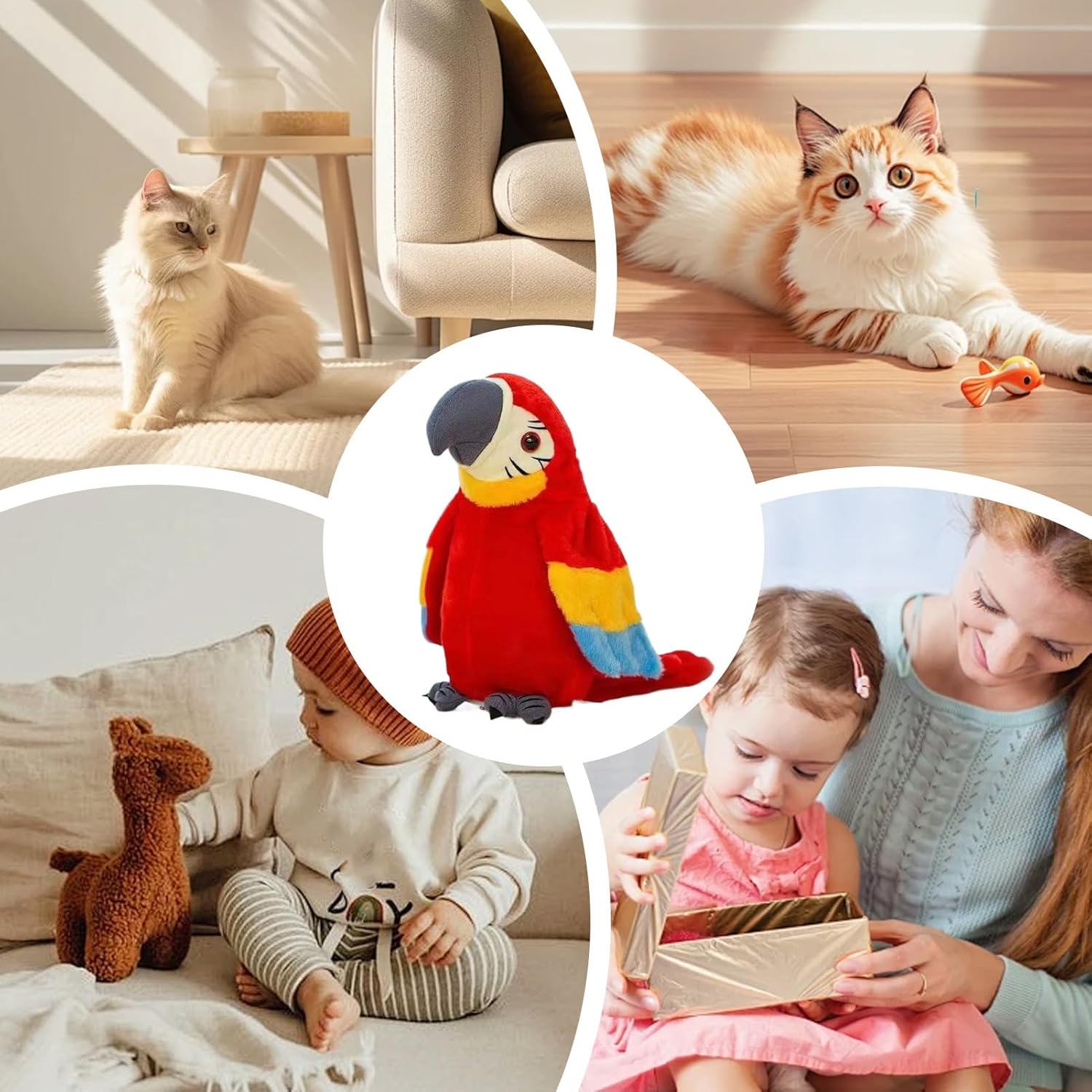 Genérico Bird Toys For Kids, Chirping Cat Toy with Flapping Wings and Music, Toy Bird, Electronic Realistic Plush Animal For Kids Pets Party Play Desk Decoration Holiday Shelf