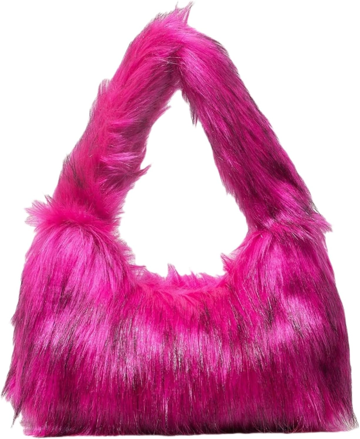 SHENHE Women's Fuzzy Faux Fur Crescent Shoulder Bag Plush Purse Underarm Handbag Hobo Tote