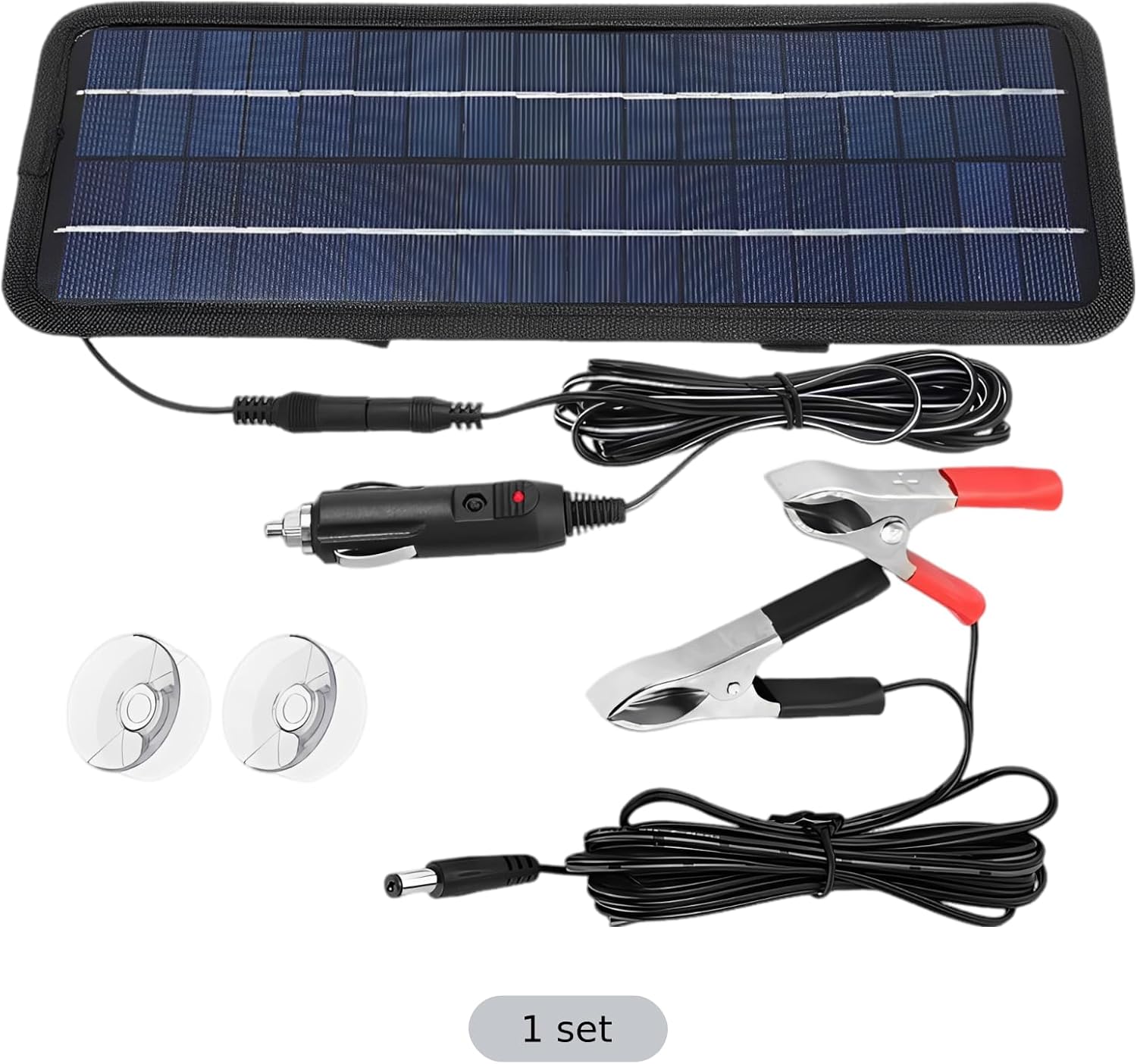 4.5W/5W Solar Maintainer Charger for Car Boat, 12V to 5V Panel Kit, 12.6 X 4.7 in, High Conversion Efficiency, with Suction Cups and Alligator Clip
