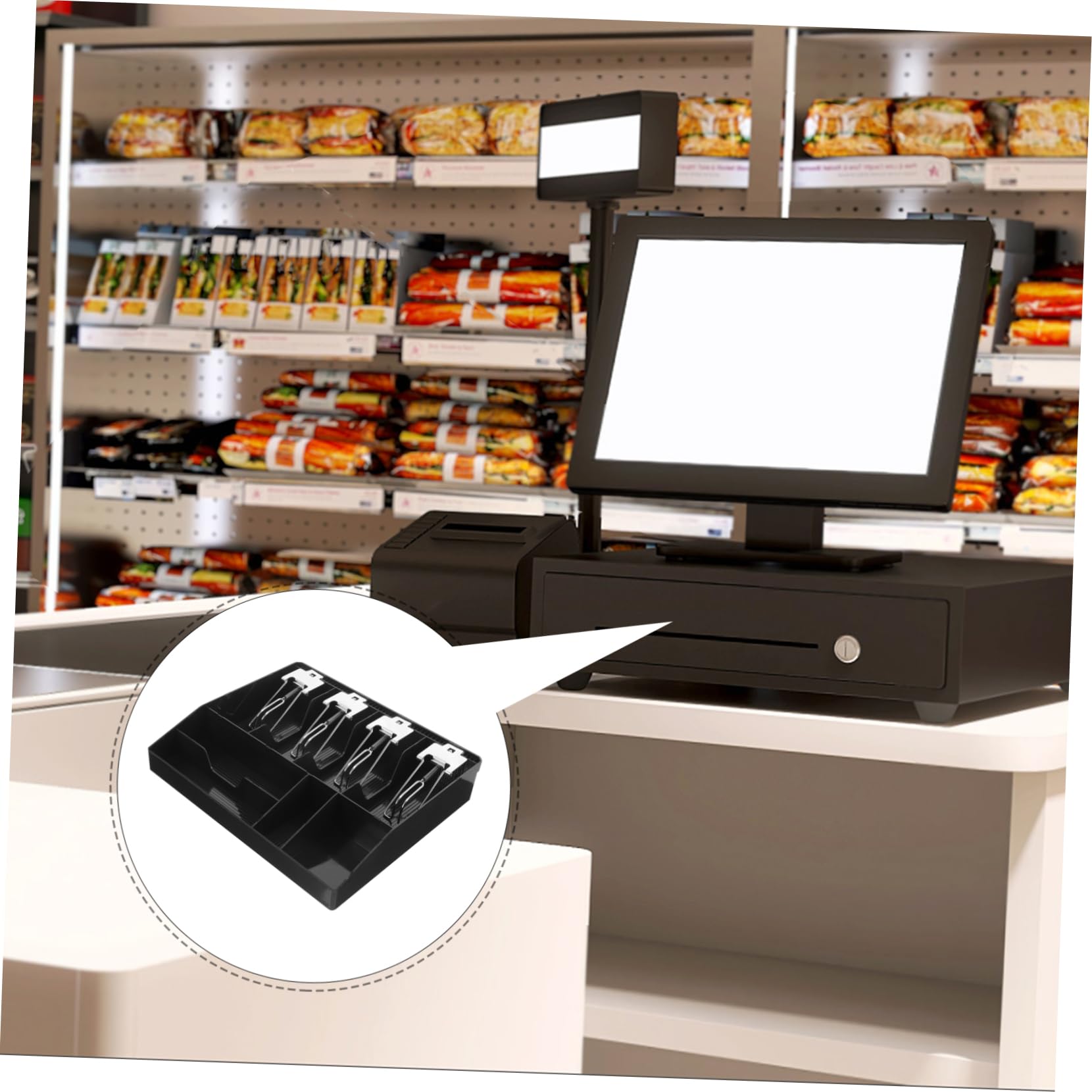 Registratore Cassa Scomparti Vassoio Portamonete Per Negozi e Supermercati Organizzatorper Banconote e Monete Design Stabile e Leggero