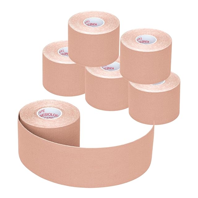 6 Rolls Kinesiology Tape Athletic Uncut Kinetic Tape Muscle Tape Sports Tape Knee Tape Supports Protects Muscles Waterproof