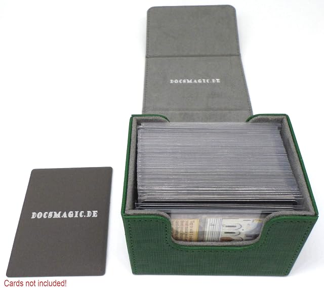 Foto 3 de 3 de docsmagic.de Premium Magnetic Sideflip Box 100 Green + Deck Divider - MTG - PKM - YGO - Caja Verde