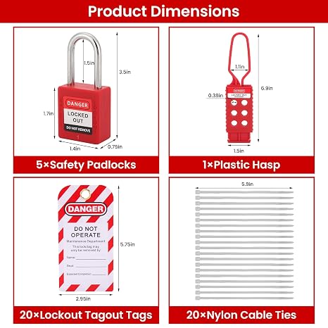 Lockout Tagout Kit Electrical Loto 48PCS OSHA Compliant Safety Kit | Padlocks, Hasps, Zip Ties, Tags & Storage Bag for Industrial/Electrical Equipment