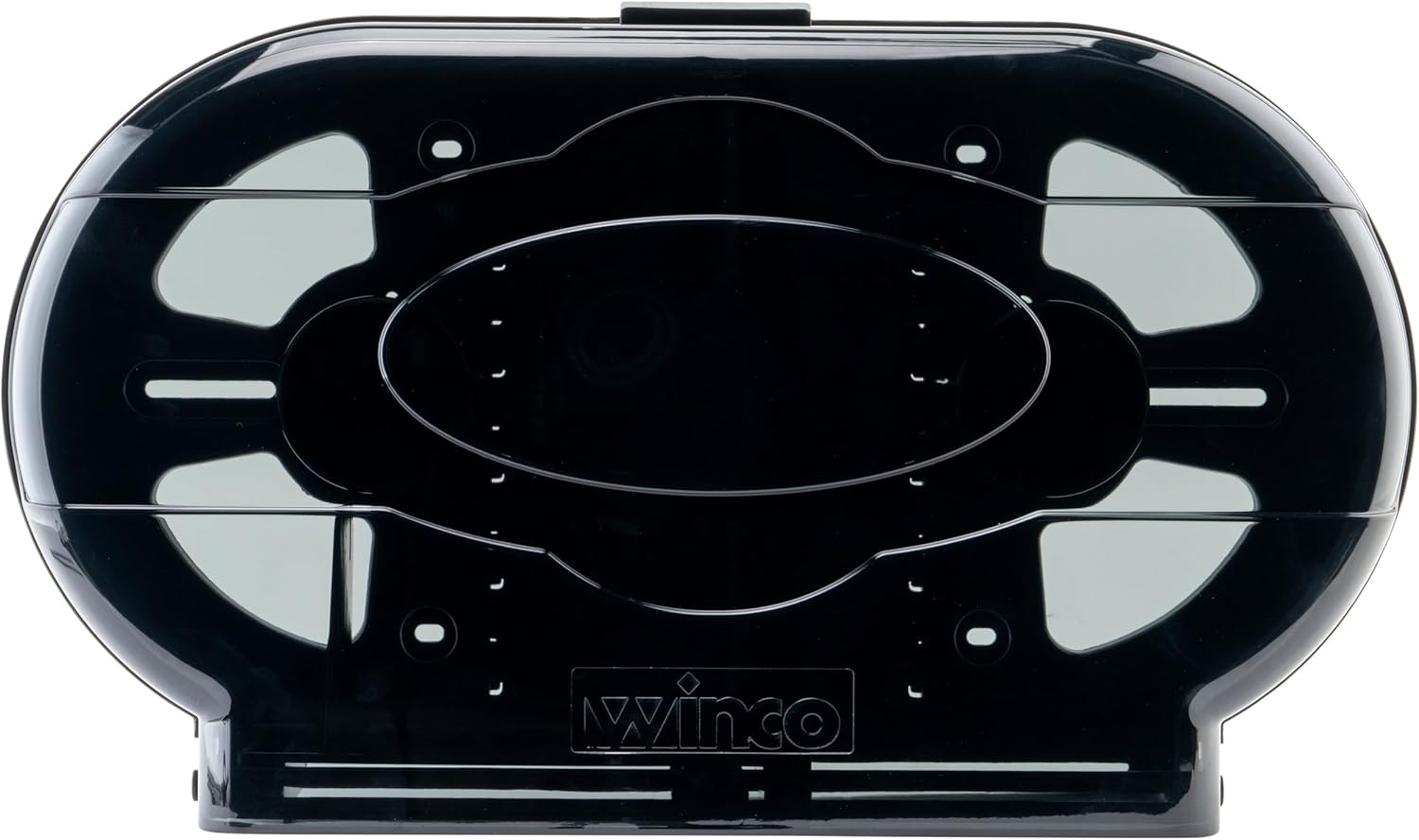 winco td-220 double roll jumbo toilet paper dispenser black medium