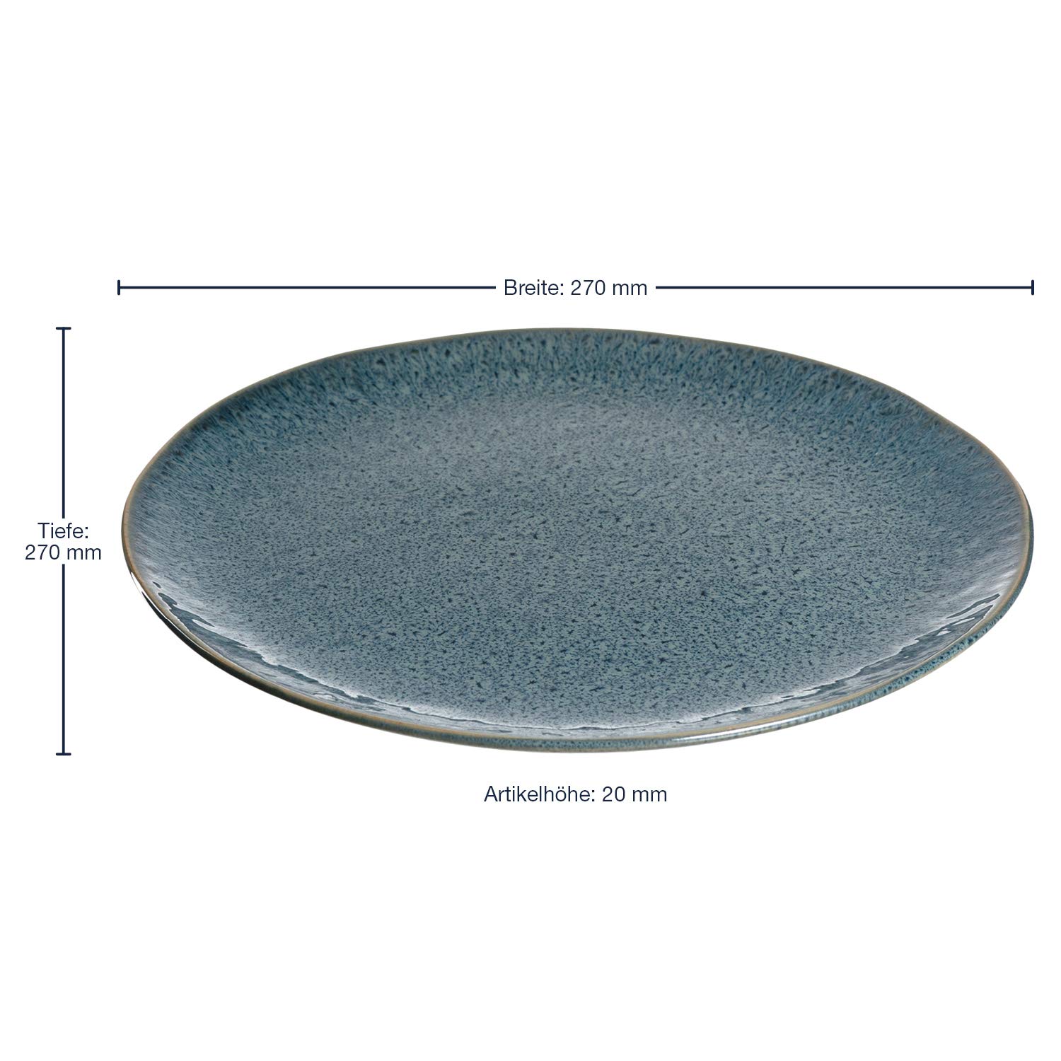 Leonardo Matera 6-częściowy zestaw talerzy ceramicznych, nadają się do mycia w zmywarce, talerze obiadowe z glazurą, 6 okrągłych talerzy z kamionki, Ø 27 cm, niebieskie, 018547