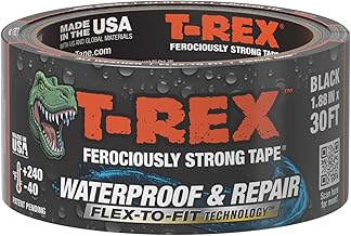 T-Rex Flexible Waterproof Tape - Heavy Duty Adhesive Waterproofing Tape for Repair, Leaks, Roof Patches - Extreme Weather & UV Resistance - Black, 1.88" x 30 ft. (Pack of 1)