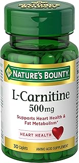 Nature's BountyL-Carnitine, Supports Heart Health & Fat Metabolism, Amino Acid Supplement, 500 mg, 30 Tablets