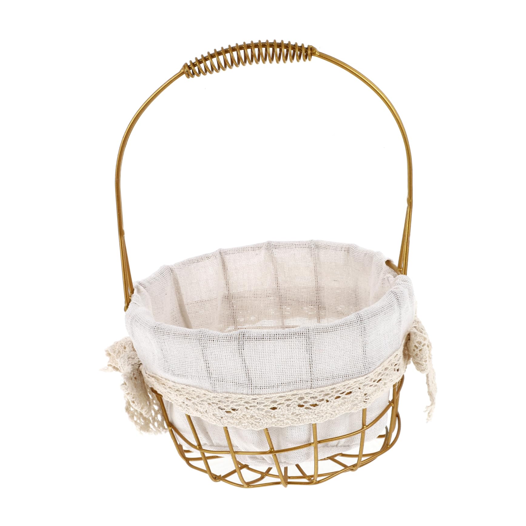 ERINGOGO Vintage Decor Handheld Flower Basket | Iron Flower Basket with Cloth | Wedding Flower Girl Baskets | Petal Basket Candy Storage Basket Home Decor