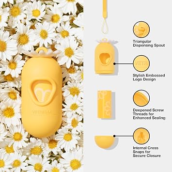 VETRESKA Dog Poop Bag Dispenser with Cherry Blossom Scented & Daisy Scented Bags Pet Waste Bag Dispenser
