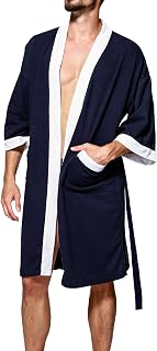 Men's Turkish Cotton Bathrobe Waffle Kimono Terry Cloth Hotel Spa Robes