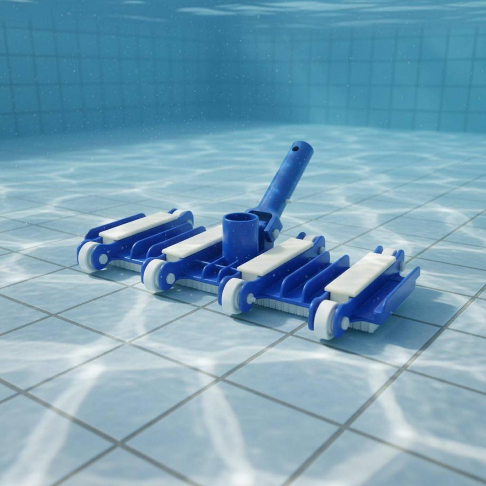 Cepillo Limpiador de Piscinas Aspirador Manual de Suciedad Cerdas Gruesas para Piso y Pared Acceso Flexible Adecuado, Array, Blanco Y Negro, Cabezal De Cepillo De Piscina De 19 Pulgadas
