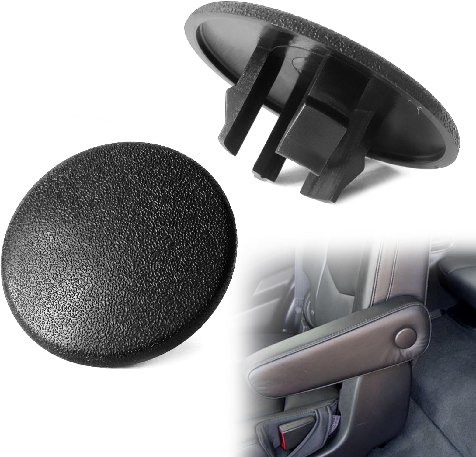 2pcs Armrest Cap Cover Compatible with 07-19 Tahoe Suburban Yukon Cadillac Escalade Seat Parts - Replaces 15279689 Vehicle Accessories Left or Right Rear Bucket Seats Arm Rest Handle Trim Bolt-Black
